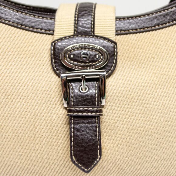 ETIEENE AIGNER Shoulder Bag Cream & Brown Medium Size Handbag Adjustable Strap - Picture 2 of 11